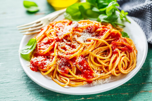 Tasty Italian Spaghetti With Tomato Sauce